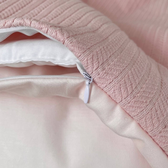 Paturica bebe din satin si material tricotat cu pilota si fundita, roz (5)